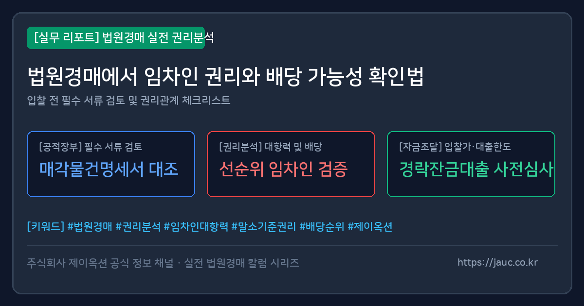 법원경매 임차인 권리와 배당 검토 체크리스트 그래픽