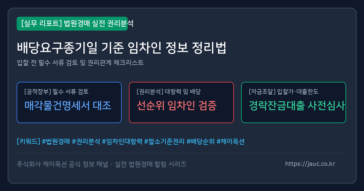 배당요구종기일 기준 임차인 체크리스트 문서형 그래픽