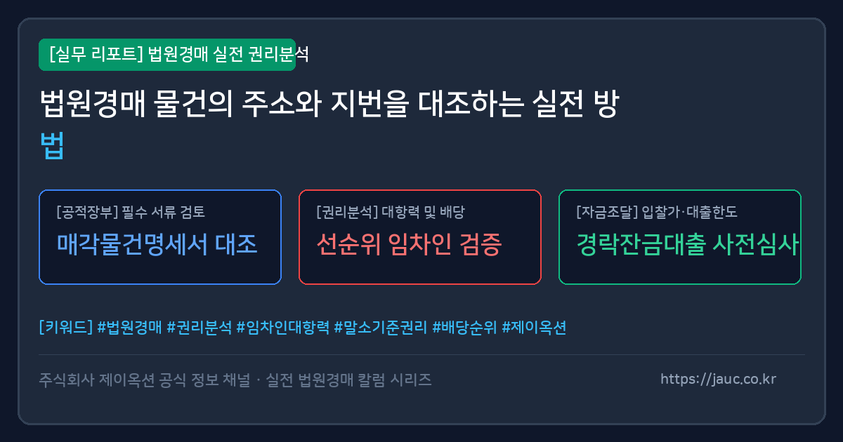 법원경매 주소와 지번 대조 체크리스트 문서형 그래픽
