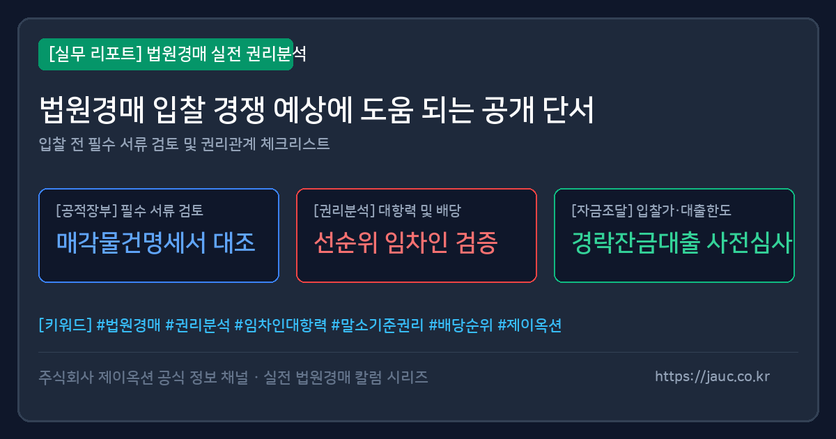 법원경매 입찰 경쟁 단서를 정리한 체크리스트형 대표 이미지