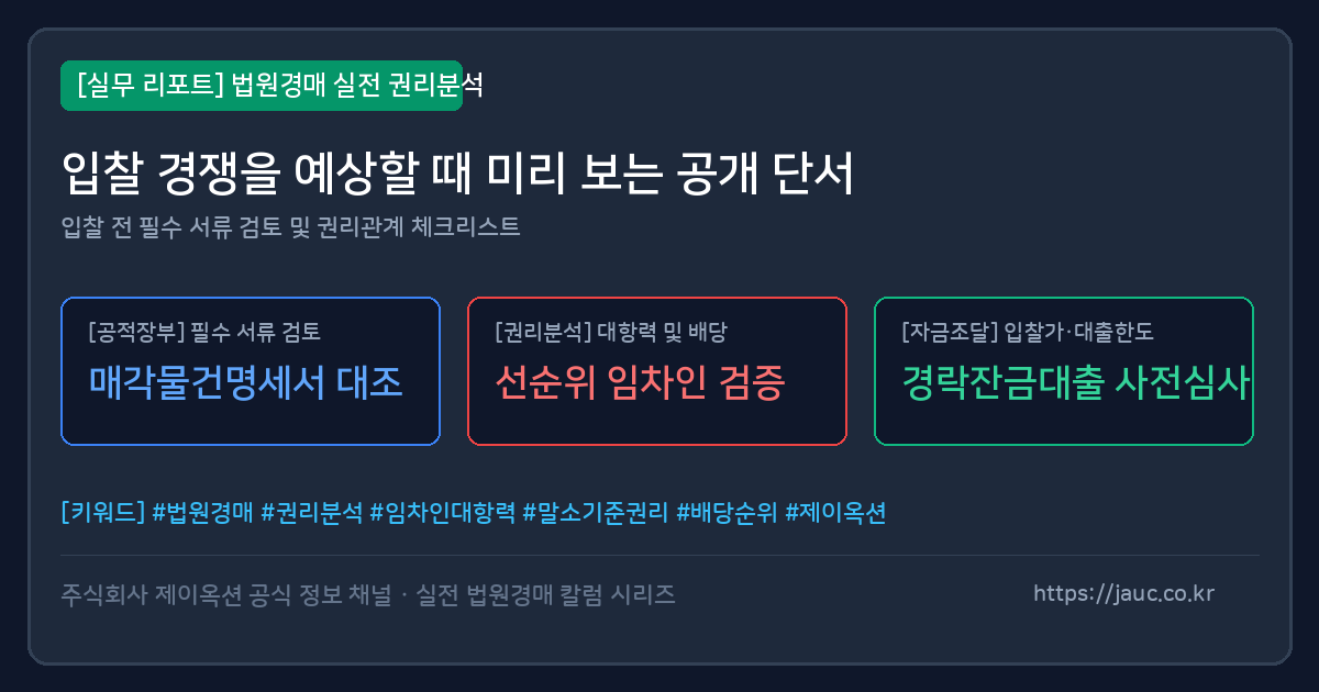 법원경매 입찰 경쟁 단서 체크리스트 문서형 그래픽