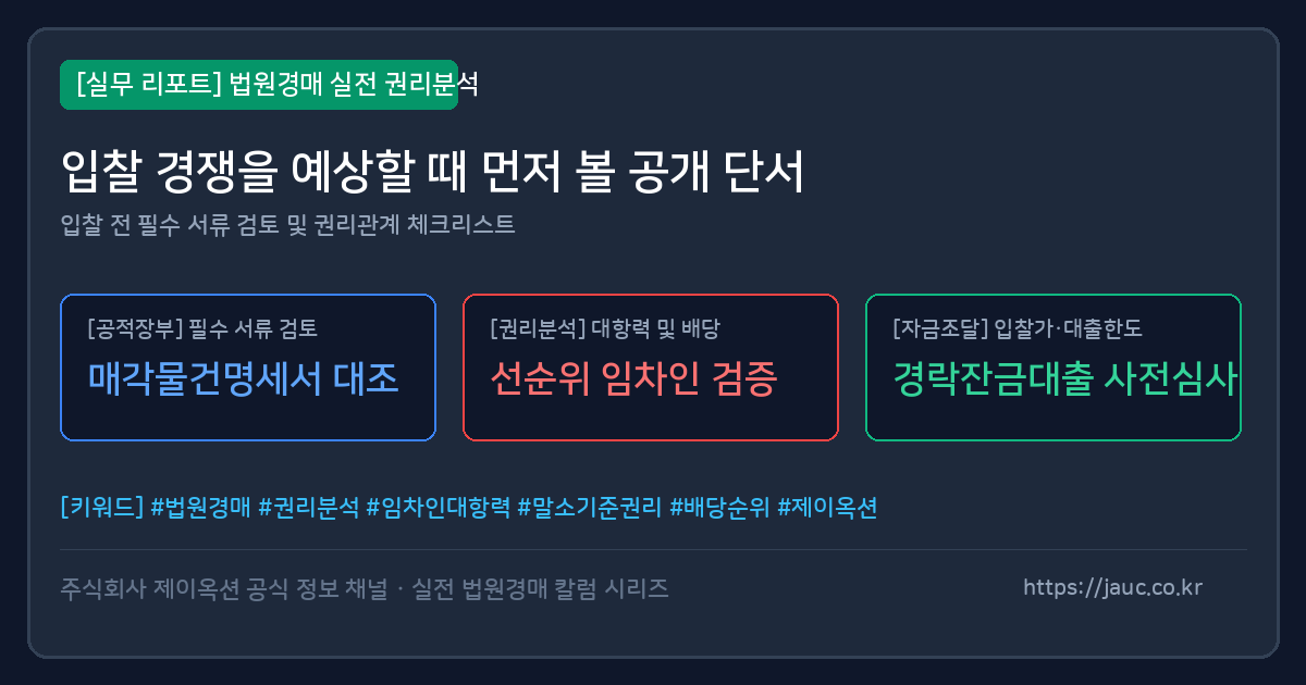 법원경매 입찰 경쟁 단서 체크리스트 문서형 그래픽
