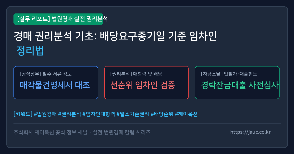 배당요구종기일 기준 임차인 권리분석 체크리스트 그래픽
