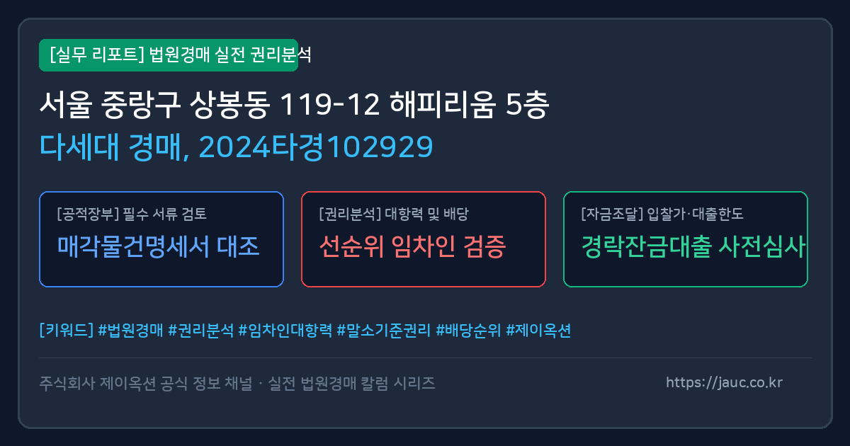 중랑 다세대 경매 물건의 확인 포인트를 정리한 안내 그래픽