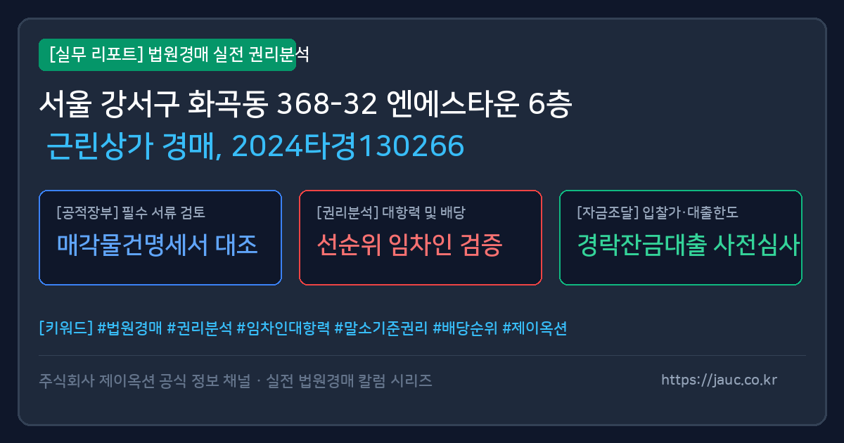 강서 근린상가 경매 물건의 확인 포인트를 정리한 안내 그래픽