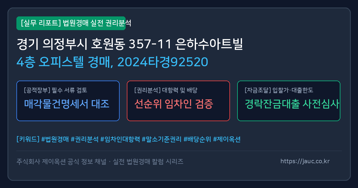 의정부 오피스텔 경매 물건의 확인 포인트를 정리한 안내 그래픽