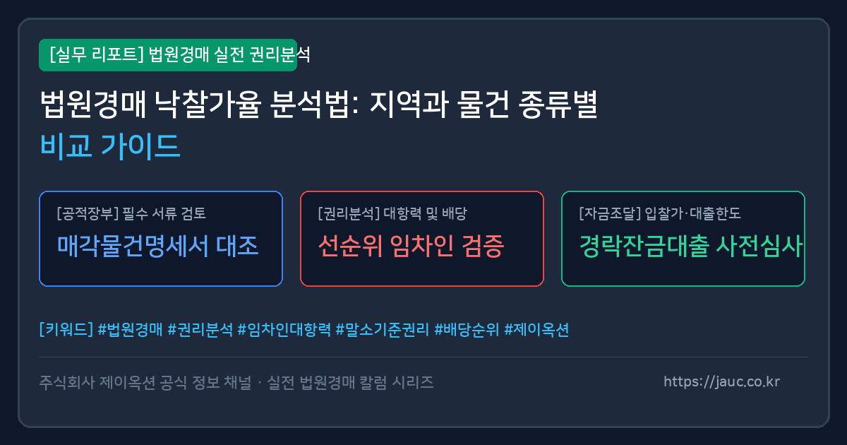 지역과 물건 종류별 법원경매 낙찰가율 비교 분석 가이드 그래픽