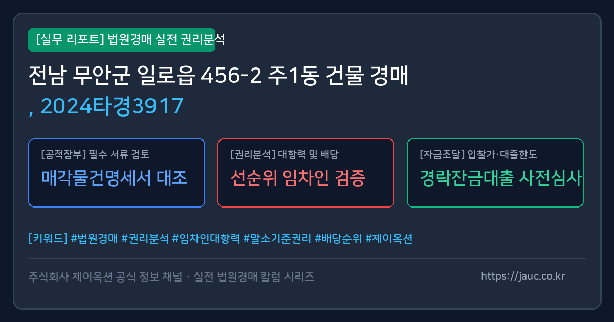무안 건물 경매 물건의 확인 포인트를 정리한 안내 그래픽