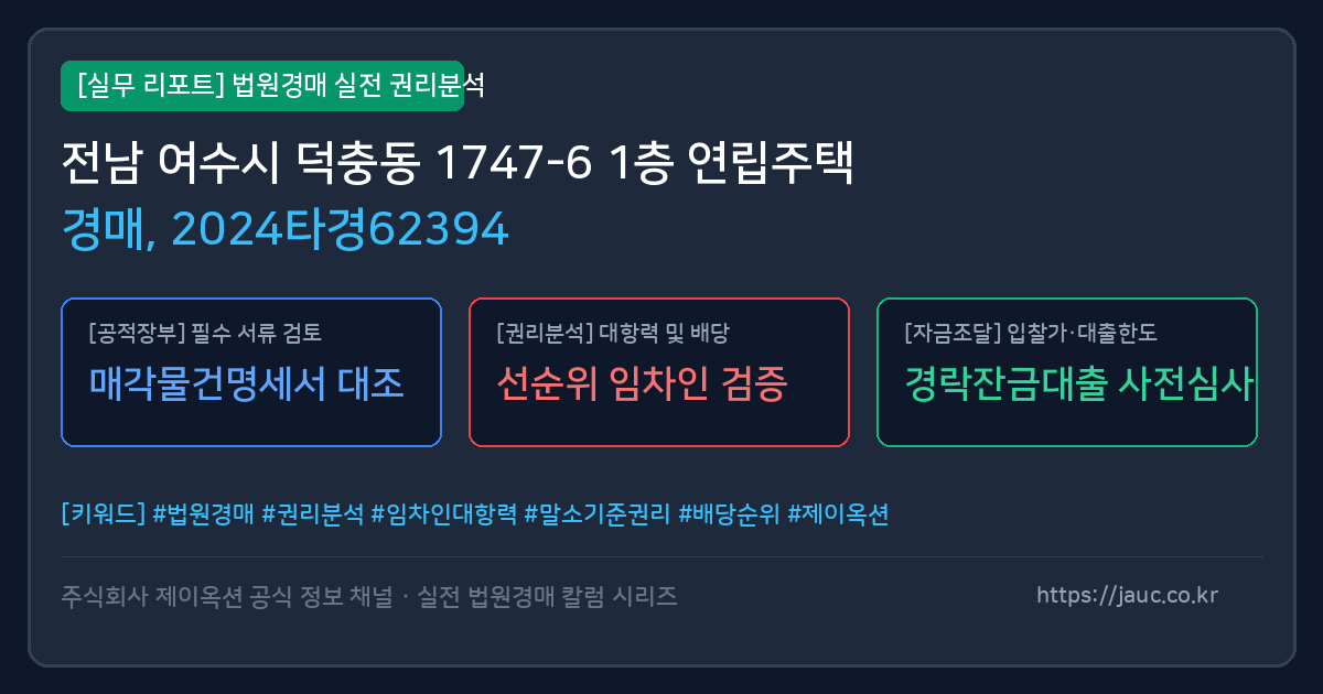 여수 연립주택 경매 물건의 확인 포인트를 정리한 안내 그래픽