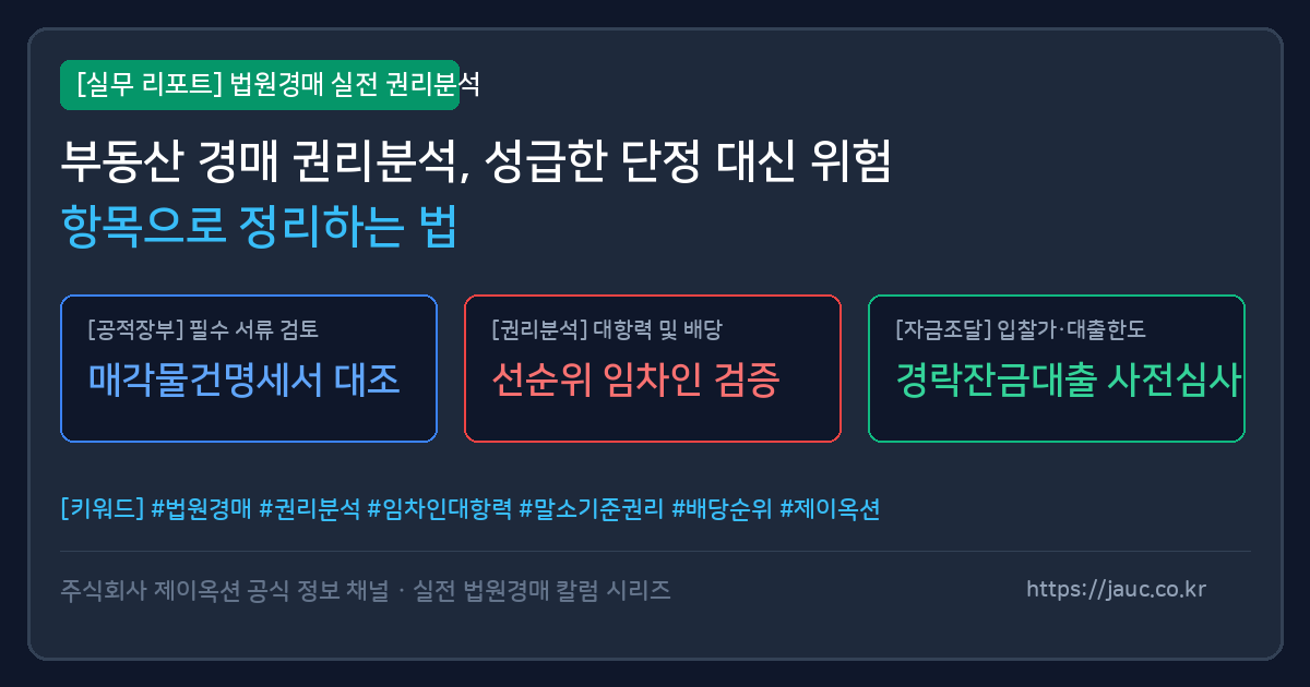 부동산 경매 권리분석 위험 항목 체크리스트 일러스트