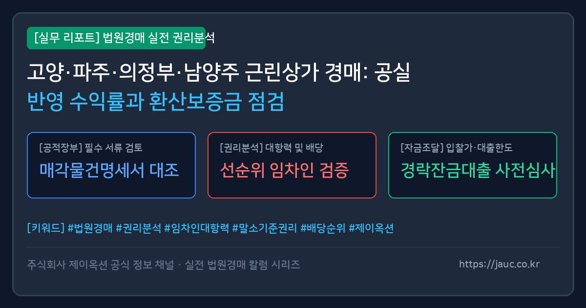 경기 북부 근린상가 경매 공실률 및 환산보증금 점검 체크리스트 인포그래픽