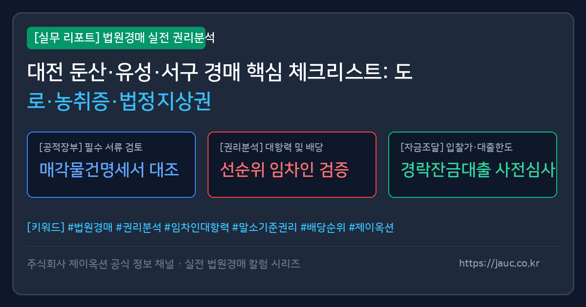 대전 토지 경매 핵심 체크리스트 인포그래픽