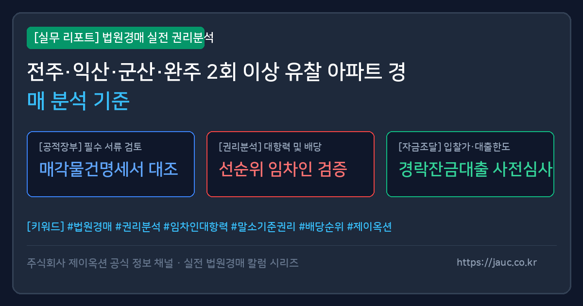 전주 익산 군산 완주 경매 아파트 감정가 및 실거래 하한선 비교 체크리스트 인포그래픽