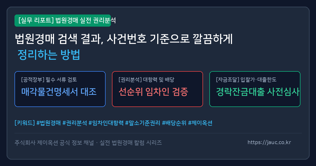 법원경매 사건번호 기준 정보 정리 체크리스트 그래픽
