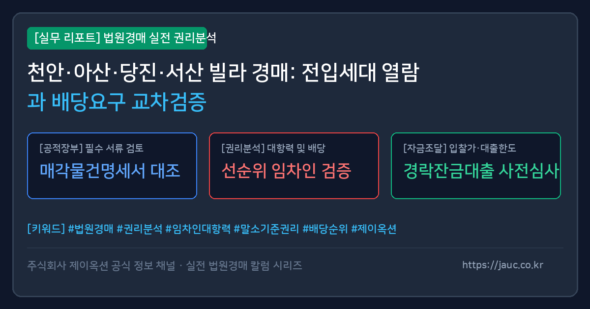 천안 아산 당진 서산 빌라 경매 권리분석 체크리스트 인포그래픽