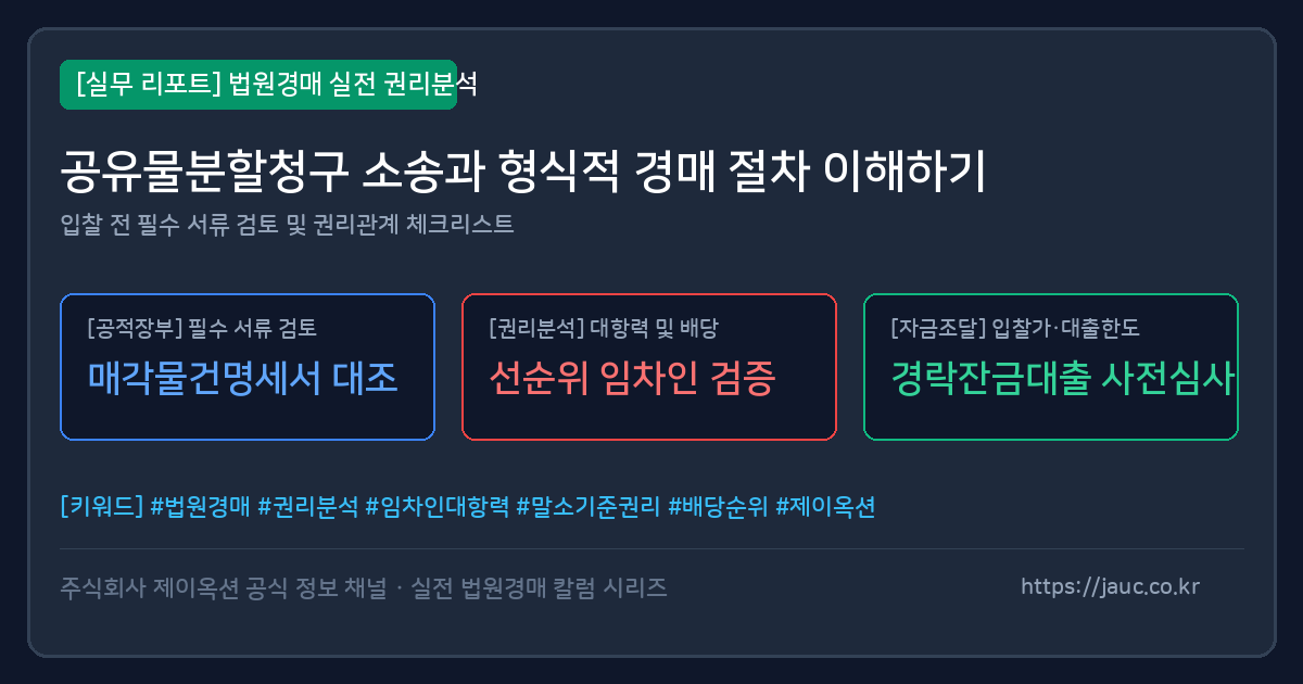 공유물분할청구 소송 및 형식적 경매 절차 요약 인포그래픽