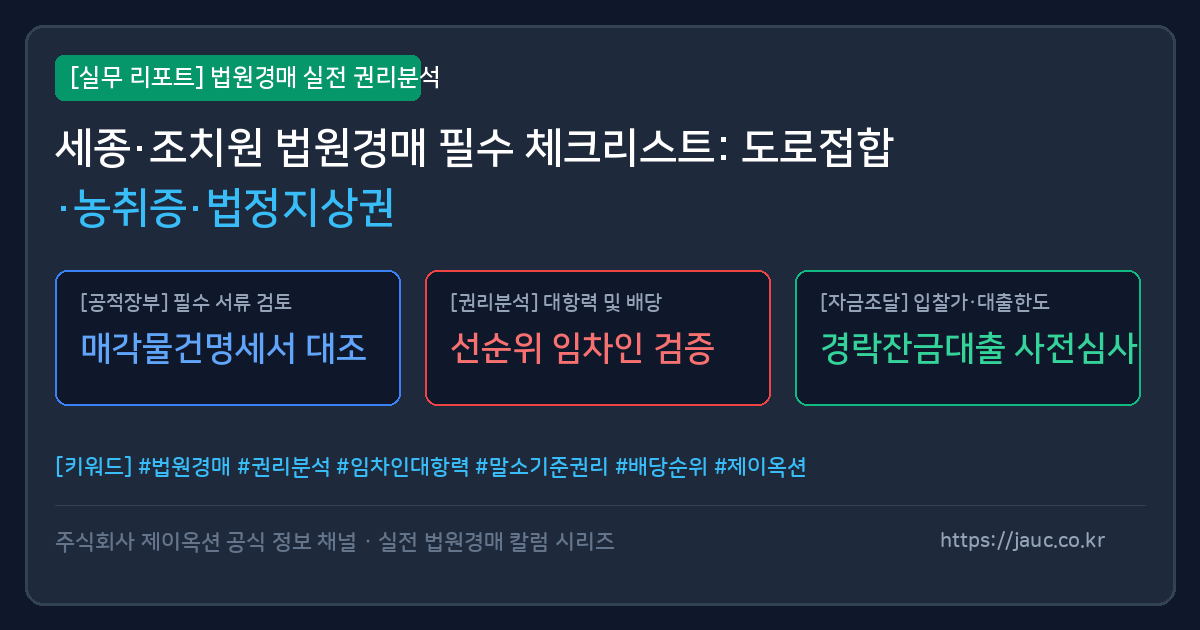 세종시 조치원 법원경매 토지 임야 농지 권리분석 체크리스트 인포그래픽
