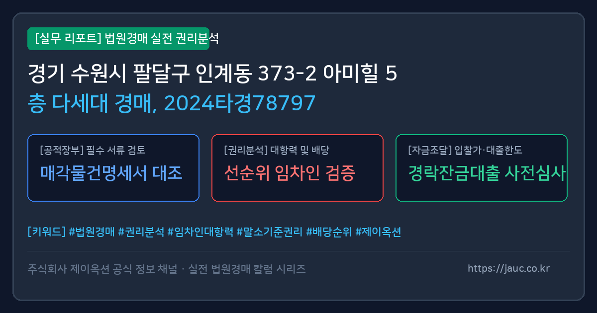 팔달 다세대 경매 물건의 확인 포인트를 정리한 안내 그래픽