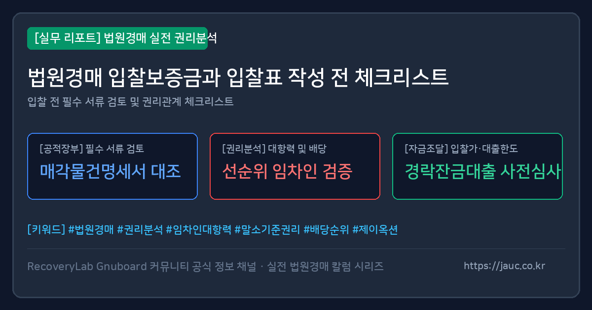 법원경매 입찰 전 보증금과 입찰표 점검 체크리스트 이미지