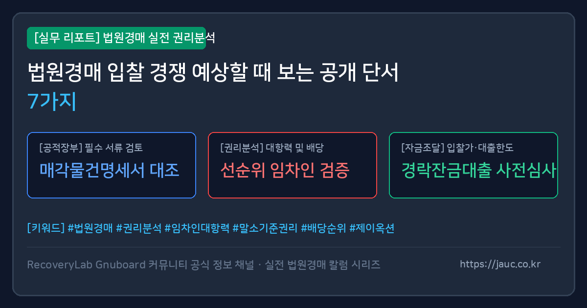 법원경매 입찰 경쟁 단서를 정리한 체크리스트형 대표 이미지