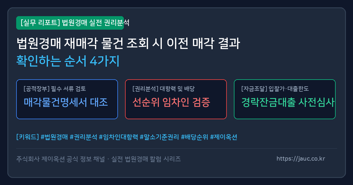 법원경매 재매각 물건 분석 및 이전 매각 결과 확인 순서 체크리스트