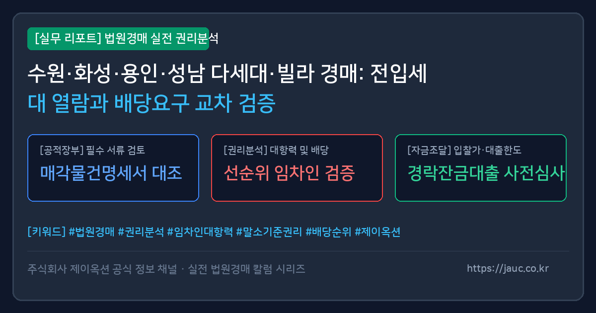 경기 남부 다세대 빌라 경매 전입세대 열람 및 배당요구 종기일 교차 검증 체크리스트 인포그래픽