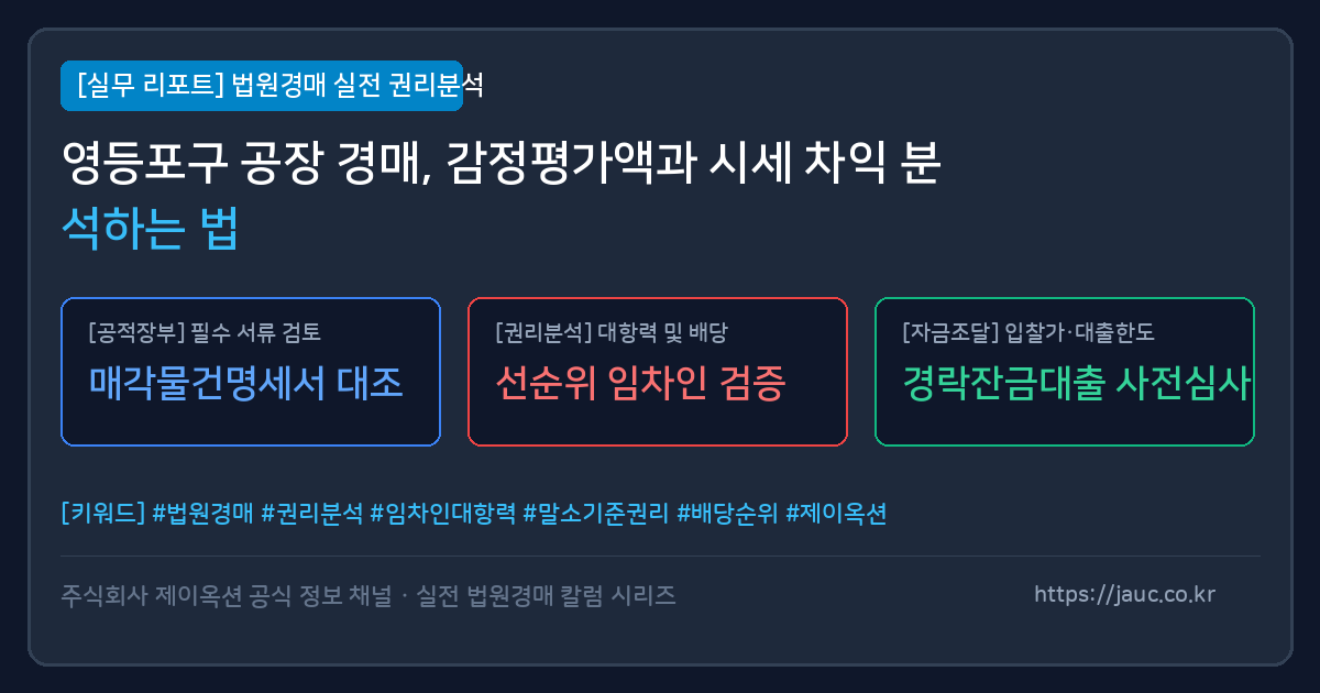 영등포구 공장 경매 시세 분석 및 체크리스트 인포그래픽